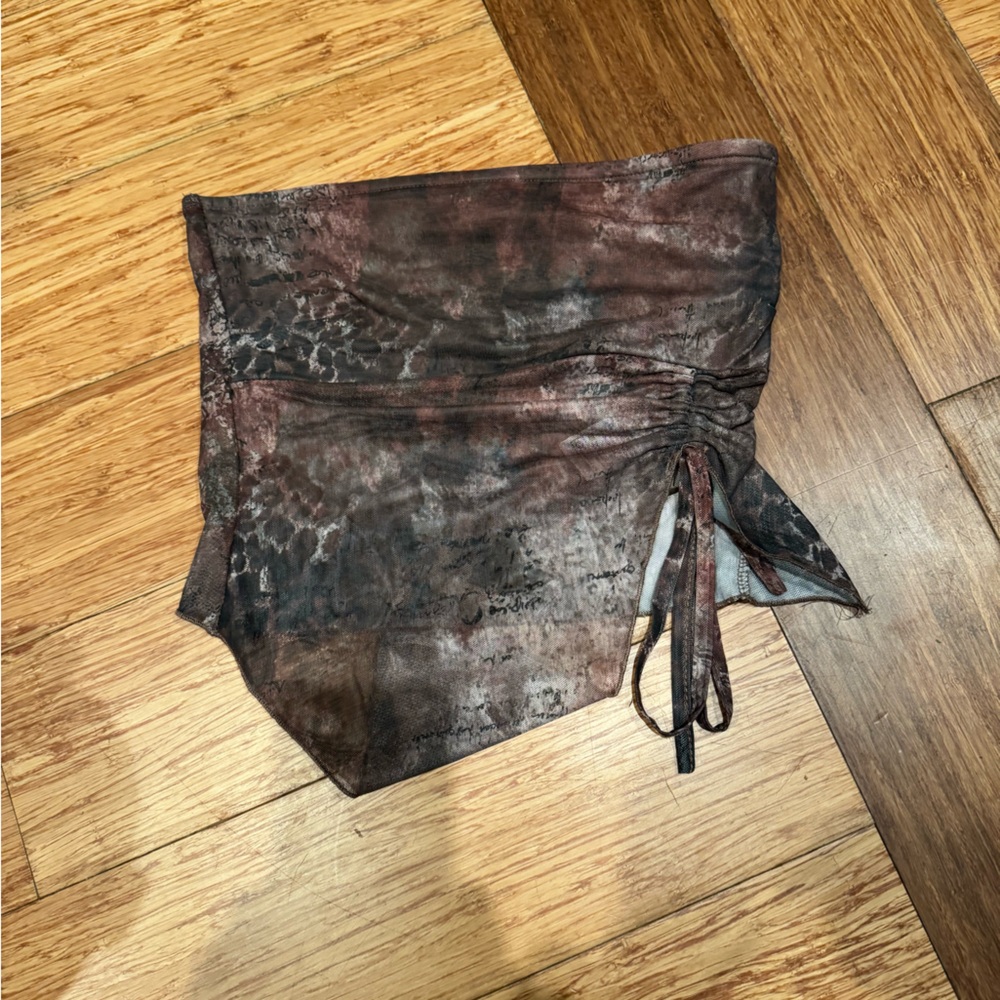 Ediked Brown Going Out Mesh Tube Top